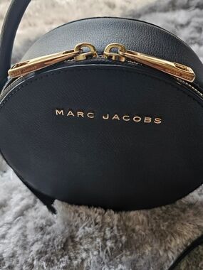 Marc Jacobs Black Round Crossbody with Gold Logo Hardware